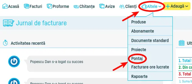 Cum emit o factură pe baza pontajului? - pasul 1